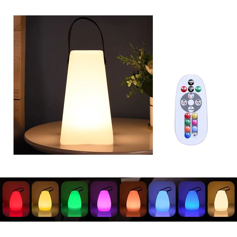 Wiederaufladbare Led-tischleuchte, 8 Farben, Weiße Gartenlaterne Mit Holzgriff, Kabellos, Batteriebetrieben, Rotationsgeformte Led-lampe