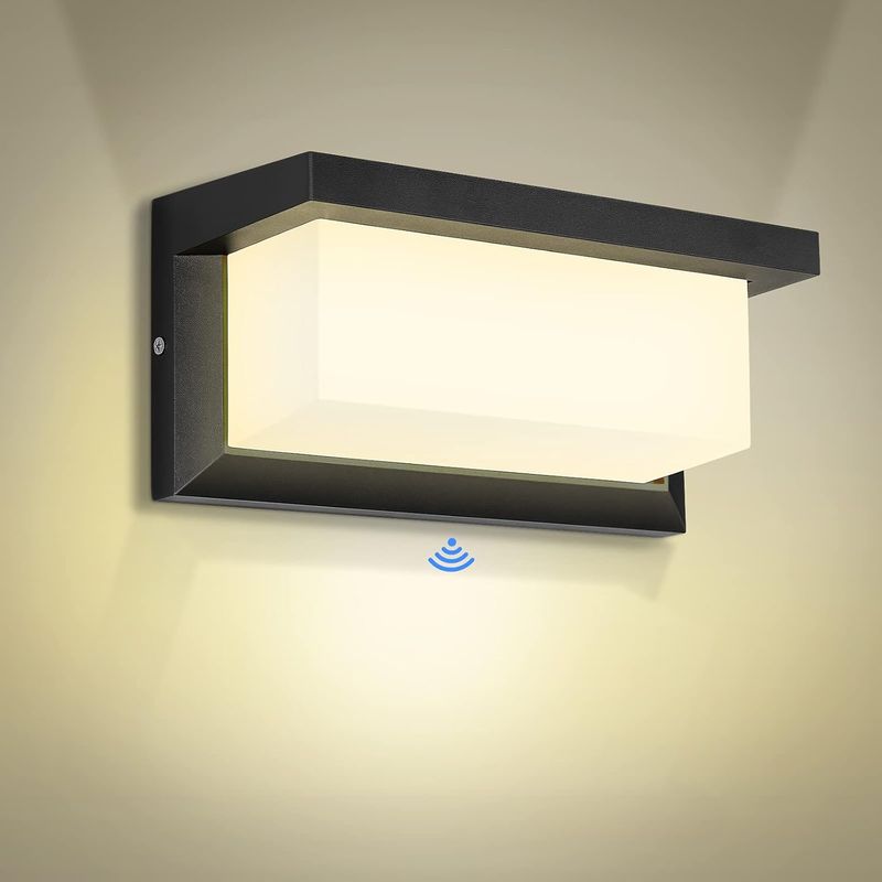 Led-außenwandleuchte Mit Bewegungsmelder, Modernes Warmweißes Licht, Ip65 Wasserdichte Wandleuchte Für Hof, Garten, Terrasse, Patio, Villa, Flur (18w)