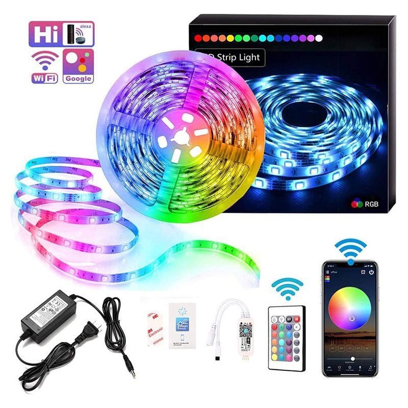 Rgb-led-streifen, 10 M, 300 Leds, Steuerbar Über Einen 24-tasten-wlan-controller, Selbstklebender Lichtstreifen Für Partys Und Zuhause