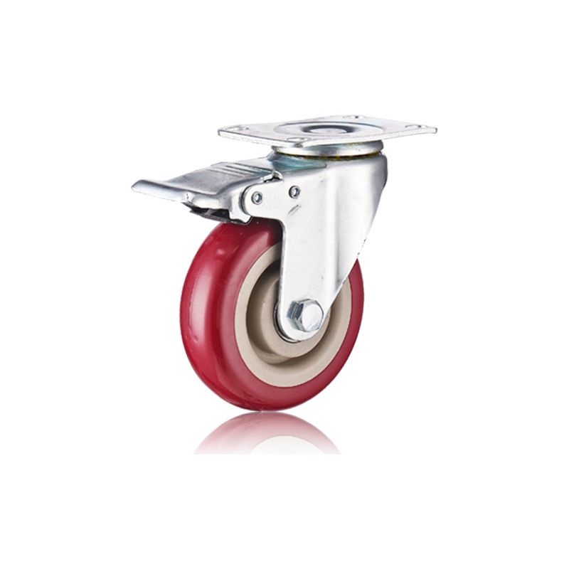 65-mm-lenkrollen Mit Bremsen Und Schrauben – 360°-drehung – Für Palettierte Möbel – Maximale Traglast: 100 Kg – (rot, 1 Stück)