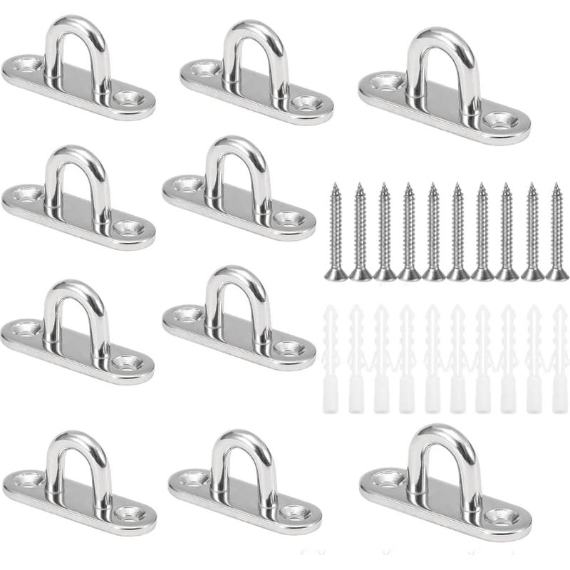 Packung Mit 10 U-förmigen Deckenhaken Aus Edelstahl 304 Mit M5-sockel, 15 X 45 Mm, Wandhalterungen, Ösenplatten Zur Befestigung Von Seilen Auf Booten.