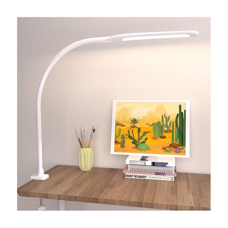 Led-schreibtischlampe Mit Klemme – Flexibler Schwanenhals – 3 Farbmodi – Touch-einstellung – Für Büro, Lesen Und Arbeiten