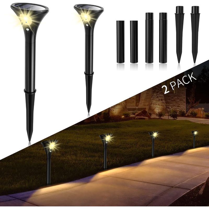 Solar-außenleuchte Mit Wasserdichtem Bewegungsmelder, Verstellbare Kabellose Solar-außenbeleuchtung, 2-teilige Warmweiße Led-sicherheitsstrahler Für Garten, Weg Und Terrasse (30