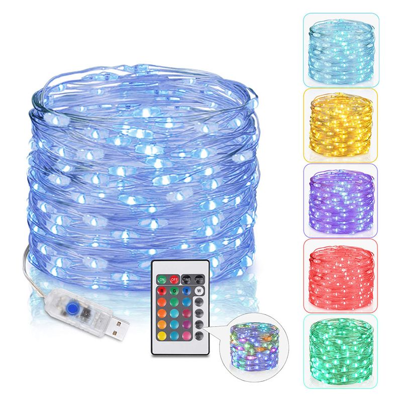 M Lange Lichterkette Mit 50 Leds, 16 Farben, Batteriebetrieben, Für Den Innen- Und Außenbereich, Usb-aufladung, 4 Beleuchtungsmodi/ip65 Wasserdicht, Für Partys Und Hochzeiten