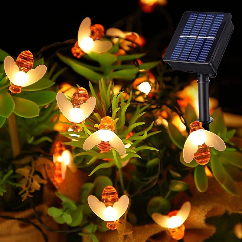 50 Solar-lichterketten Für Den Außenbereich, 7 Meter Lange Led-lichterkette In Bienenform, Wasserdicht, 8 Beleuchtungsmodi Für Den Innen- Und Außenbereich, Geeignet Für Garten, Bäume, Terrasse, Weihna