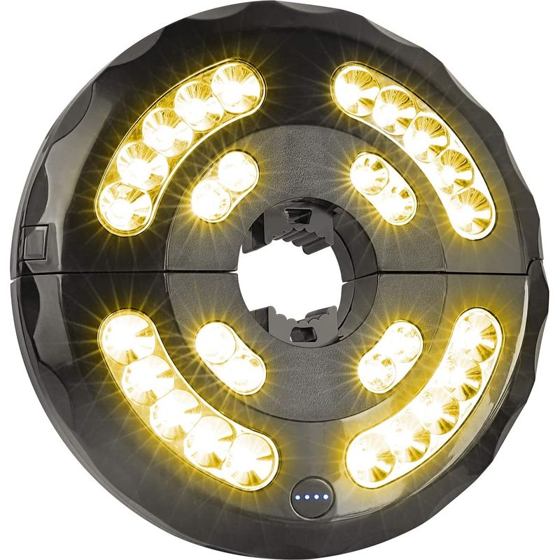 Wiederaufladbare Sonnenschirmbeleuchtung, 28 Led-sonnenschirmleuchten Mit 2 Verschiedenen Beleuchtungsmodi, Terrassenbeleuchtung Für Camping, Terrasse, Strand, Garten Und Pool (gelbes Licht)