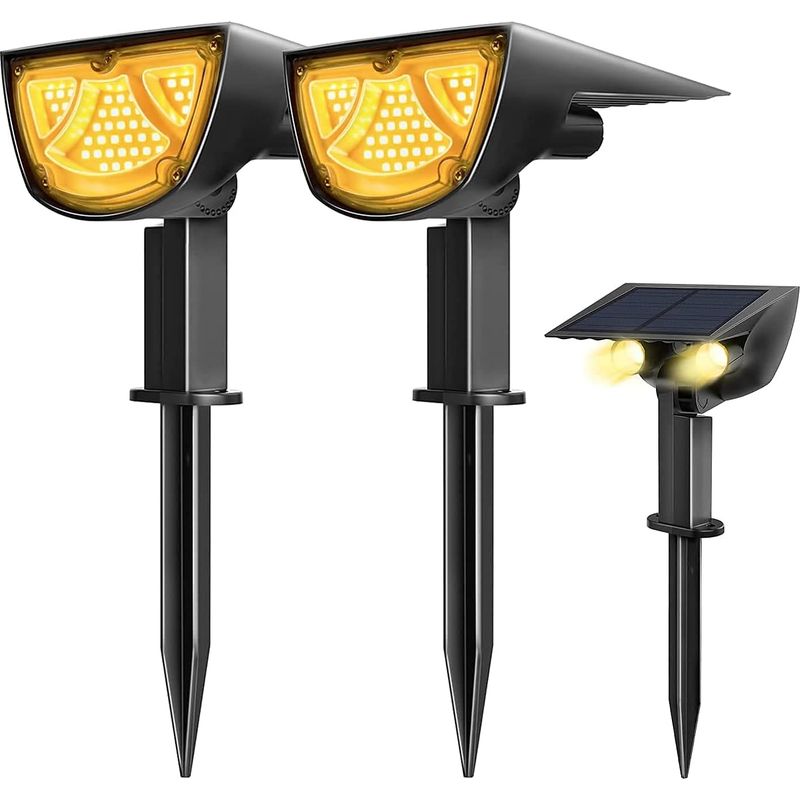2er-set Solarstrahler Mit 43 Leds – Warmes Licht – 900 Lm – 10 W – Wasserdicht (ip65) – Für Garten, Hof, Veranda, Einfahrt, Terrasse, Pool Und Balkon