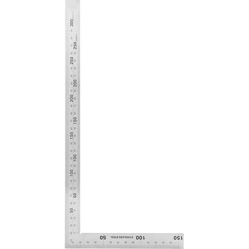 Quadratischer L-förmiger Rahmen Aus Edelstahl, Rechtwinkliger 90-grad-winkelmesser, Zimmermannswinkel Aus Metall (300 Mm × 150 Mm)