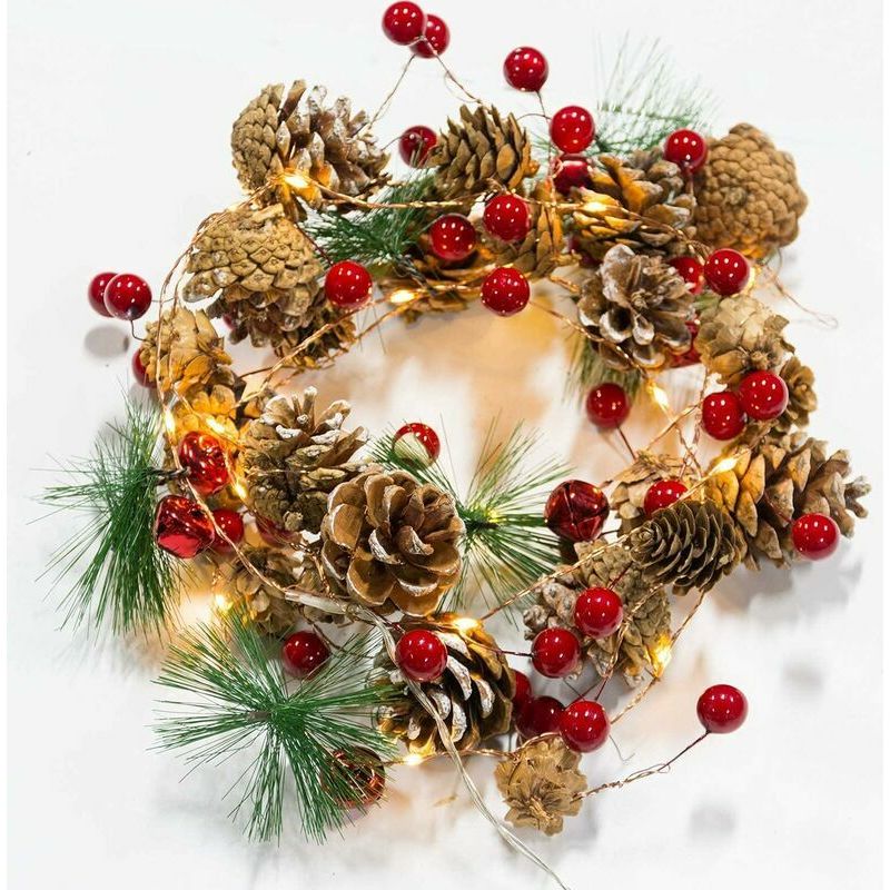 Weihnachtsbeleuchtung, Weihnachtsdekorationslichter, Rote Beeren, Tannenzapfen, Beerengirlande, Weihnachtsgirlande Mit Batteriebetriebenen Led-tannenzapfen, Lichterkette (bunt)