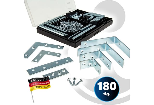 Masterproof Sortiment Winkel- und Verbindungsbleche, 180-teilig