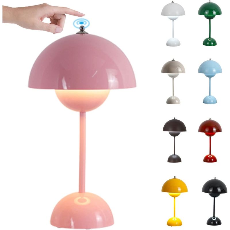 Led-tischleuchte Im Blumentopf-design, Kabellose, Wiederaufladbare Nachttischlampe, Dimmbare Pilzlampe Mit Touch-funktion Und 3 Helligkeitsstufen, Dekorative Retro-schreibtischlampe