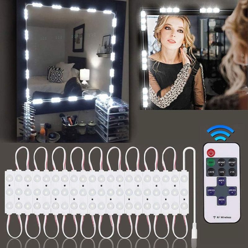 Led-spiegelbeleuchtungsset Mit Fernbedienung, 12 V, 60 Leds, Dimmbar, Hollywood-stil, Wasserdicht, Kosmetikspiegel, Schminkleuchte Für Schlafzimmer, Wohnzimmer, Badezimmer