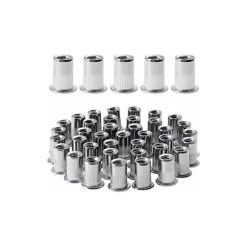 100 Stück M3×10 Flachkopf-gewindenietmuttern, Gewindenietmuttern Aus Edelstahl, Verschiedene Gewindeeinsätze Für Metall Und Kunststoff (silber 8 Mm × 10 Mm)
