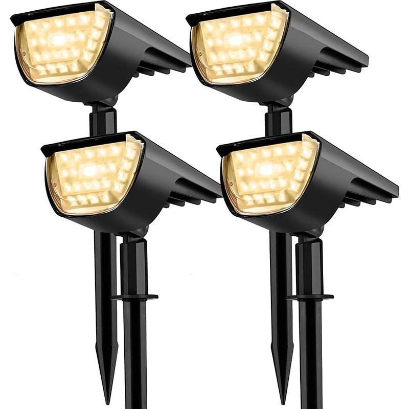 Solar-außenstrahler, Solar-gartenleuchten, 32 Wasserdichte Led-solarstrahler, Schutzart Ip65, 3 Helligkeitsstufen, Für Garten, Außengestaltung, Gartenwege (4er-pack, Weiß)