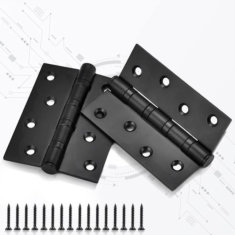 Set Mit 2 Türscharnieren Aus Edelstahl, 3 Mm Materialstärke + 16 Schrauben Für Türen, Möbelbeschläge, Kleiderschrank, Schubladentüren (schwarz)