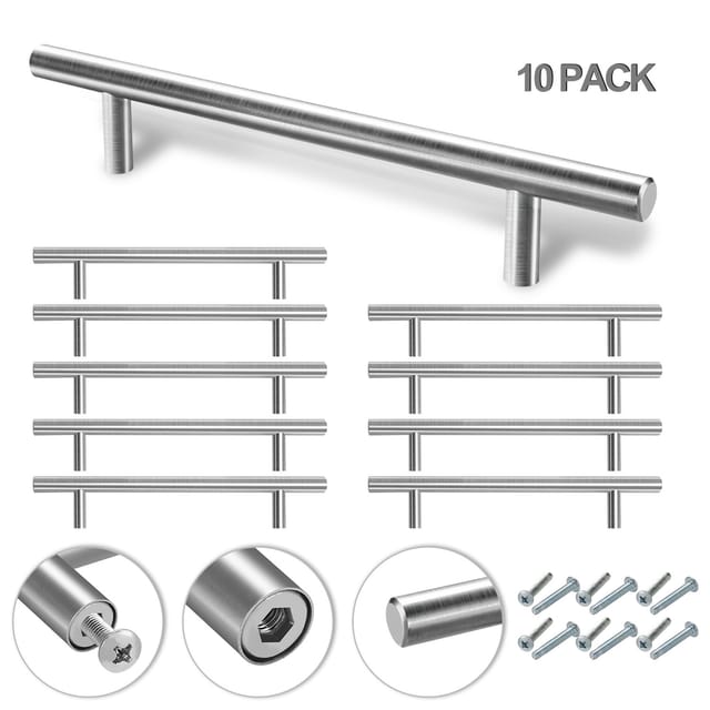 Swanew 10x Möbelgriff 128mm Schrankgriffe Edelstahl Gebürstet Schubladengriffe Küchenschrank Türgriffe Küche Stangengriff Bohrlochabstand 128mm