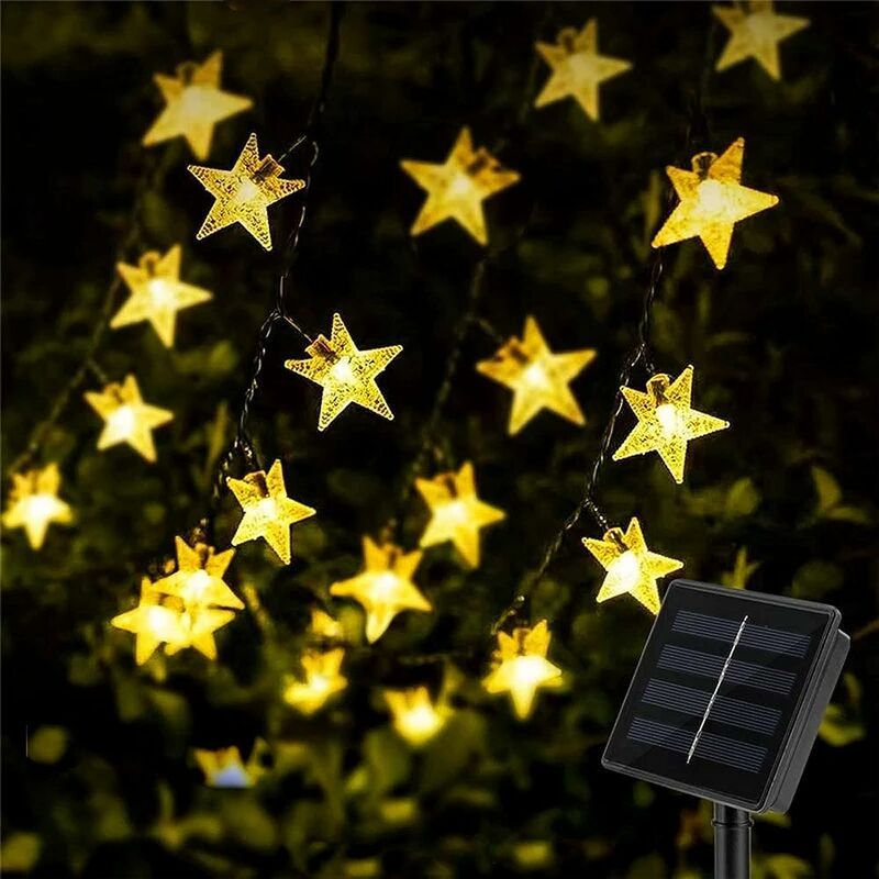 Solar-lichterkette Für Den Außenbereich, 30 Leds, Wasserdicht, 8 Modi, Sterne, Dekoration Für Thanksgiving Und Hochzeiten