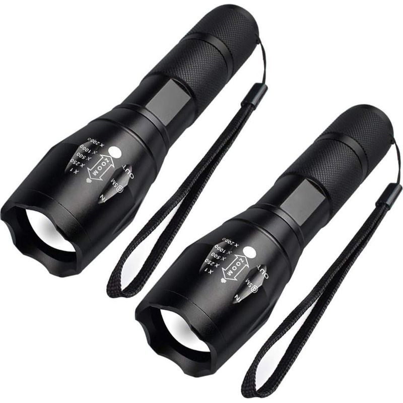 Mini-led-taschenlampe – Led-taschenlampe Im Militärstil Für Kinder, Zoombar, 5 Einstellbare Helligkeitsstufen, Superhelle 1000 Lumen, Stoßfest, Rutschfest [2er-pack]