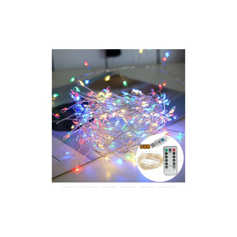 Wasserdichte Led-lichterkette In Feuerwerkskörperform Für Den Außenbereich, 8 Modi, Für Weihnachtsbaum, Zuhause, Party, Feiertage, Gartendekoration, Usb-betrieben (2,5 M, 100 Leds, Farbig)