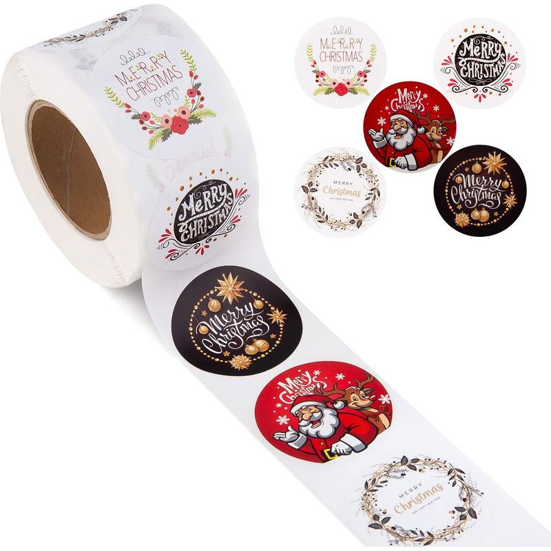 500 Weihnachtsaufkleber, Selbstklebende Etiketten, Briefumschlagaufkleber, Geschenke, Dekorationsaufkleber, Partydekoration, Weihnachtsetiketten, 5 Designs (2,5 Cm X 1 Cm)