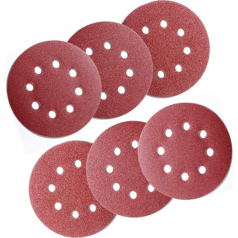 Schleifscheiben, 60 Stück, 125 Mm Schleifscheiben Mit 8 Löchern, Körnung P40/60/80/120/180/240, Für Exzenterschleifer (10 Scheiben Pro Körnung)
