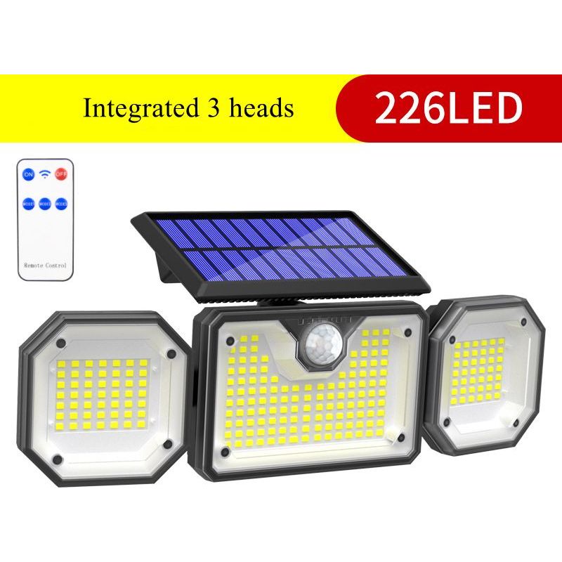 Solarbetriebene Außenwandleuchte, 3-flammige Led-leuchte Mit 226 Leds, Bewegungsmelder, Sicherheitsstrahler, Ip65 Wasserdicht [energieeffizienzklasse A+++] Kabellos