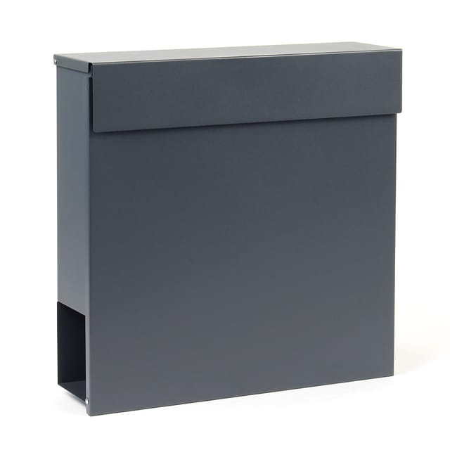 Wiltec - Designer Briefkasten V49 anthrazit 370 x 105 x 370 mm, Wandbriefkasten mit Schloss und Zeitungsrolle, Postkasten aus pulverbeschichtetem