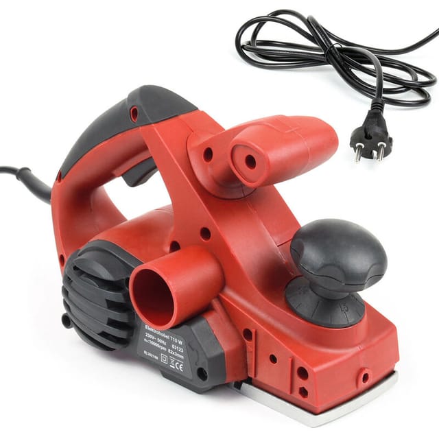 Wiltec Elektrohobel 710W, Hobelbreite 82 mm, Spantiefe 3 mm, inkl. Parallel-/Falztiefenanschlag, Spanauswurf und Sicherheitsschalter, Holzhobel