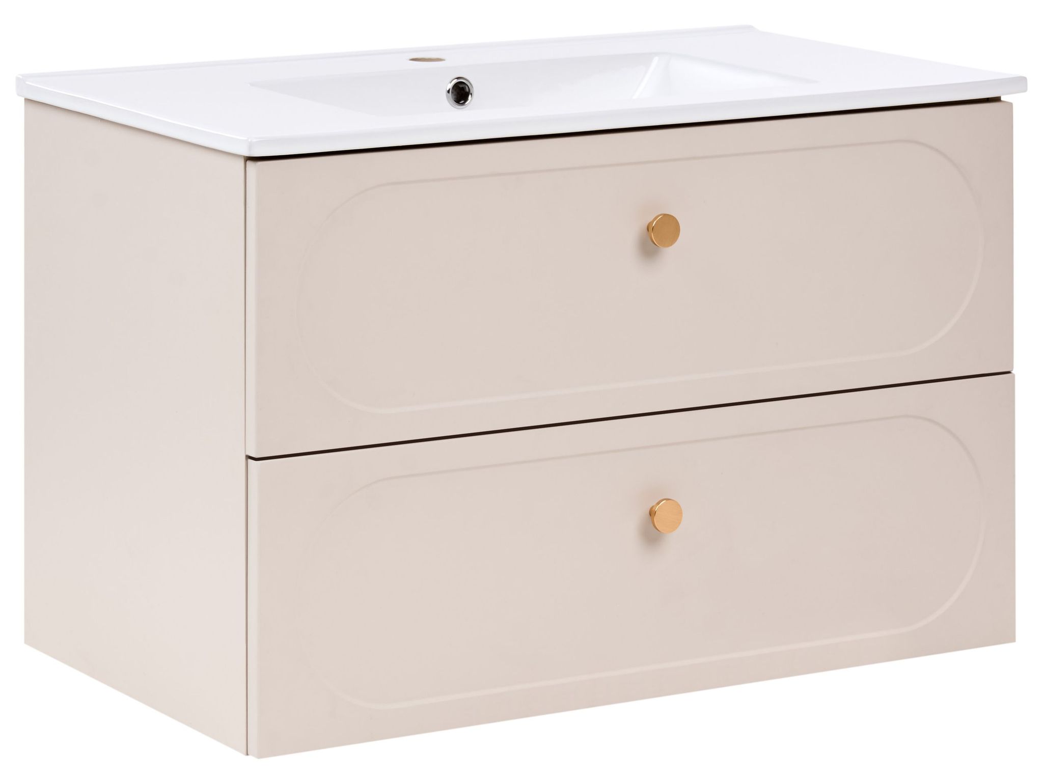 Wandmontierter Waschbeckenunterschrank Mit Waschbecken Tarumir 80 Cm Beige