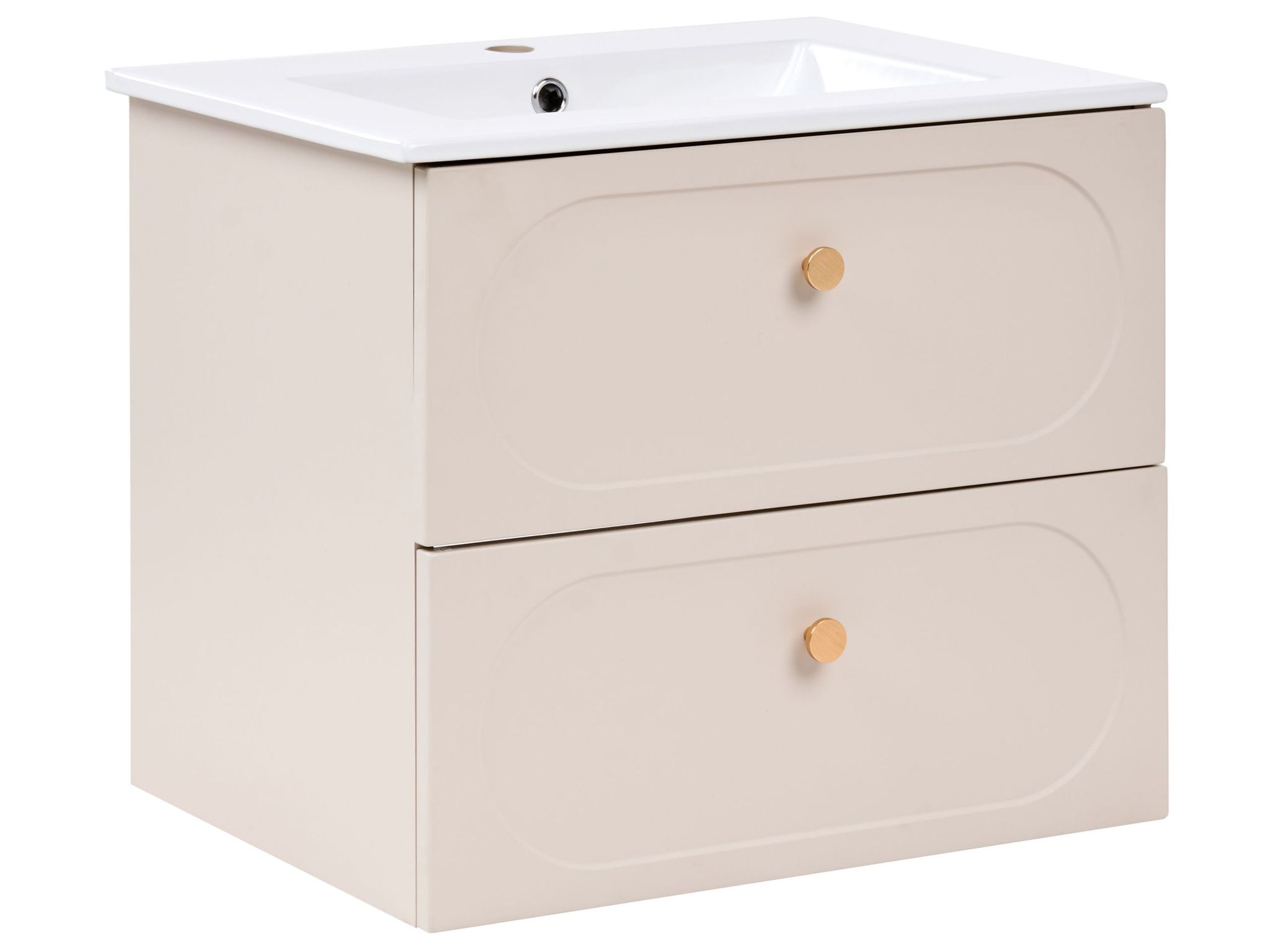 Wandmontierter Waschbeckenunterschrank Mit Waschbecken Tarumir 60 Cm Beige