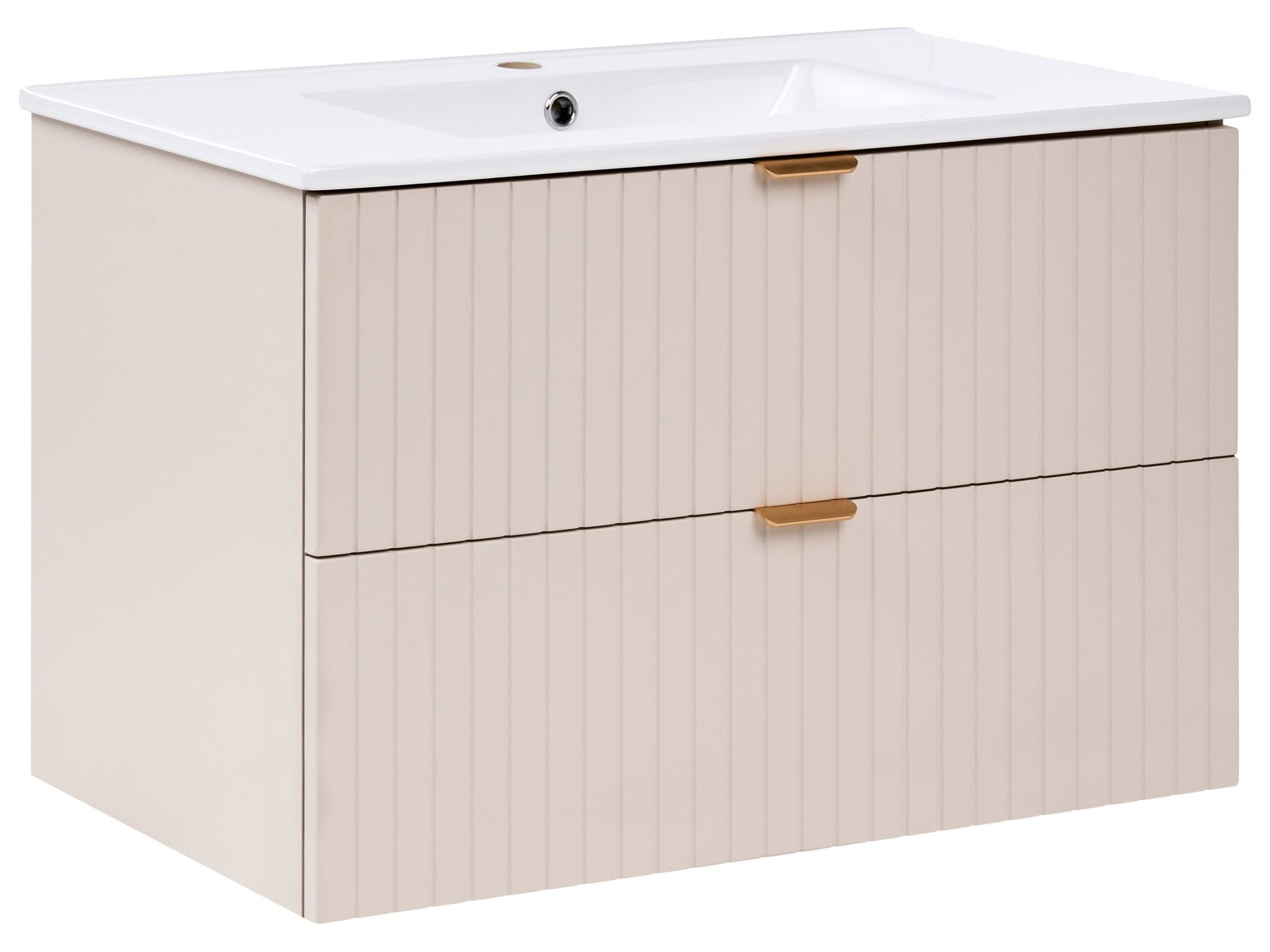 Wandmontierter Waschbeckenunterschrank Mit Waschbecken Totorani 80 Cm Beige