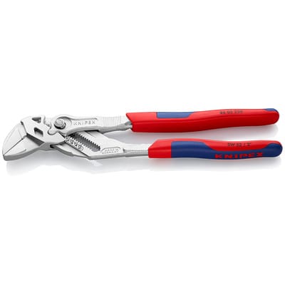 KNIPEX 86 05 250 SB Zangenschlüssel Zange und Schraubenschlüssel in einem Werkzeug mit Mehrkomponenten-Hüllen verchromt 250 mm