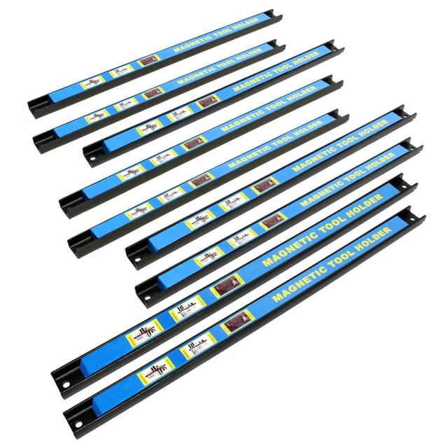 Wiltec Magnetleiste 9er Set 46cm Werkzeughalter aus Stahl Schiene als Wandhalterung für Werkstatt zur Wandmontage Werkzeugmagnetleiste Werkzeugwand