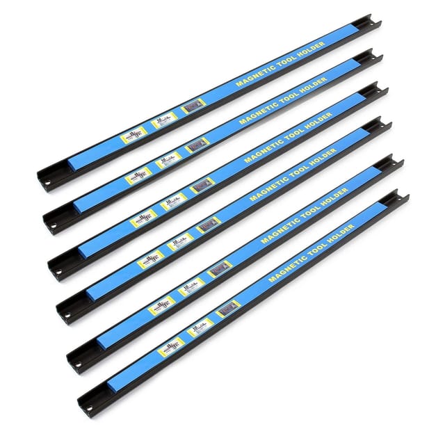 Wiltec Magnetleiste 6er Set 61cm Werkzeughalter aus Stahl Schiene als Wandhalterung für Werkstatt zur Wandmontage Werkzeugmagnetleiste Werkzeugwand