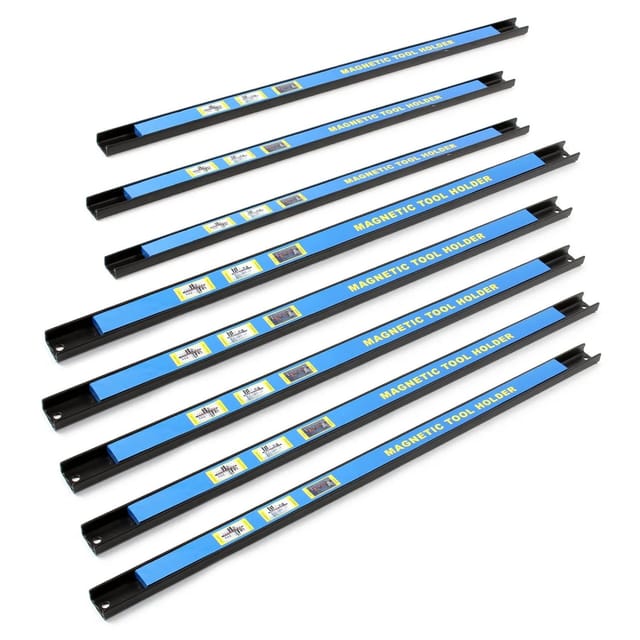 Wiltec Magnetleiste 8er Set 61cm Werkzeughalter aus Stahl Schiene als Wandhalterung für Werkstatt zur Wandmontage Werkzeugmagnetleiste Werkzeugwand