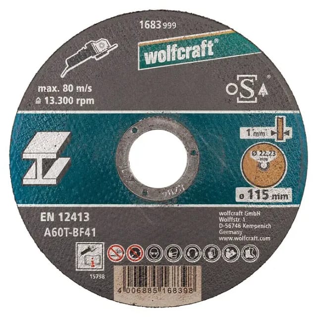 Trennscheibe für Metall 115 x 1,0 x 22,23 mm (1683999) - Wolfcraft