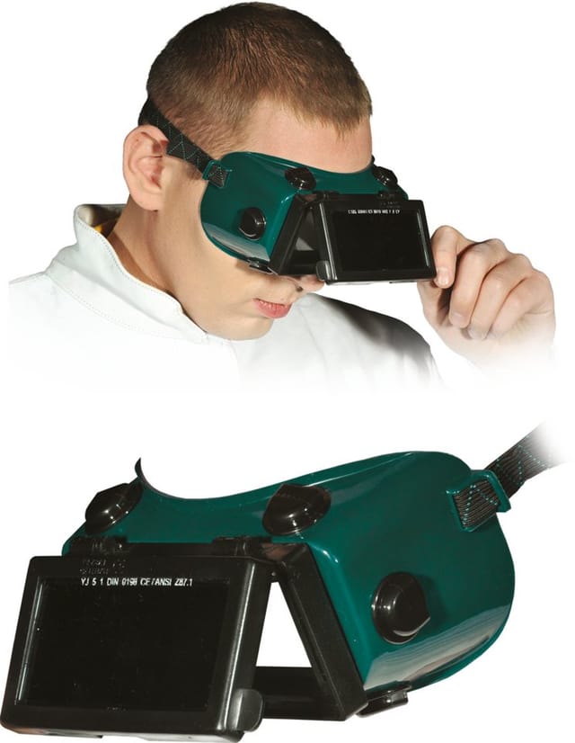 Schweißerbrille mit klappbarem Schutz