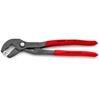 KNIPEX 85 51 250 C SB Schlauchschellenzange für Click-Schellen mit rutschhemmendem Kunststoff überzogen grau atramentiert 250 mm