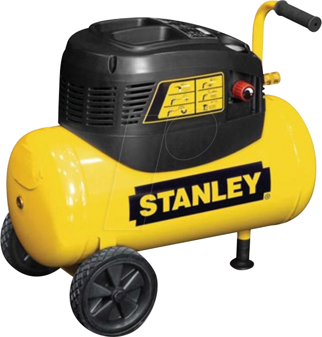 Stanley Kompressor, 24 Liter, 10 bar, ölfrei, horizontales Modell, 1.5 PS, 180 l/min Luftleistung, tragbar, leise, gelb schwarz, geeignet für