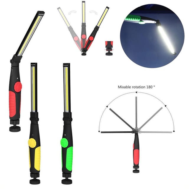 Tragbare,wiederaufladbare,schlanke,verstellbarecob-Led-Taschenlampemitmagnetischerarbeitslampe
