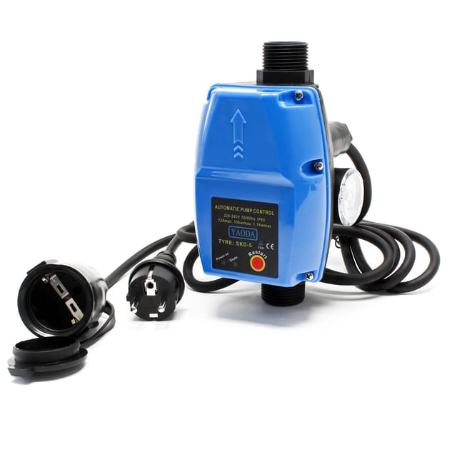 Wiltec - Druckschalter mit Kabel SKD-5 230V bis 10 bar, Druckwächter mit Trockenlaufschutz für Hauswasserwerke und Pumpen, zuverlässige