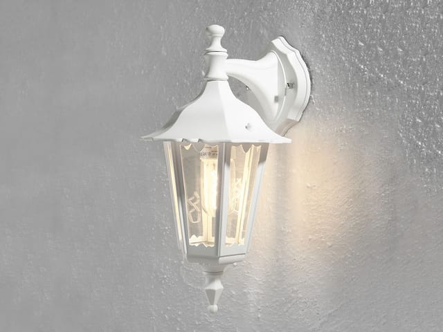 Konstsmide - Kleine Außenwandleuchte firenze, E27, Aluminium weiß, Höhe 39cm