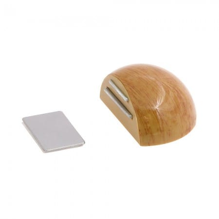 Adhesive Wood Colour Door Stopper with Magnet Retainer