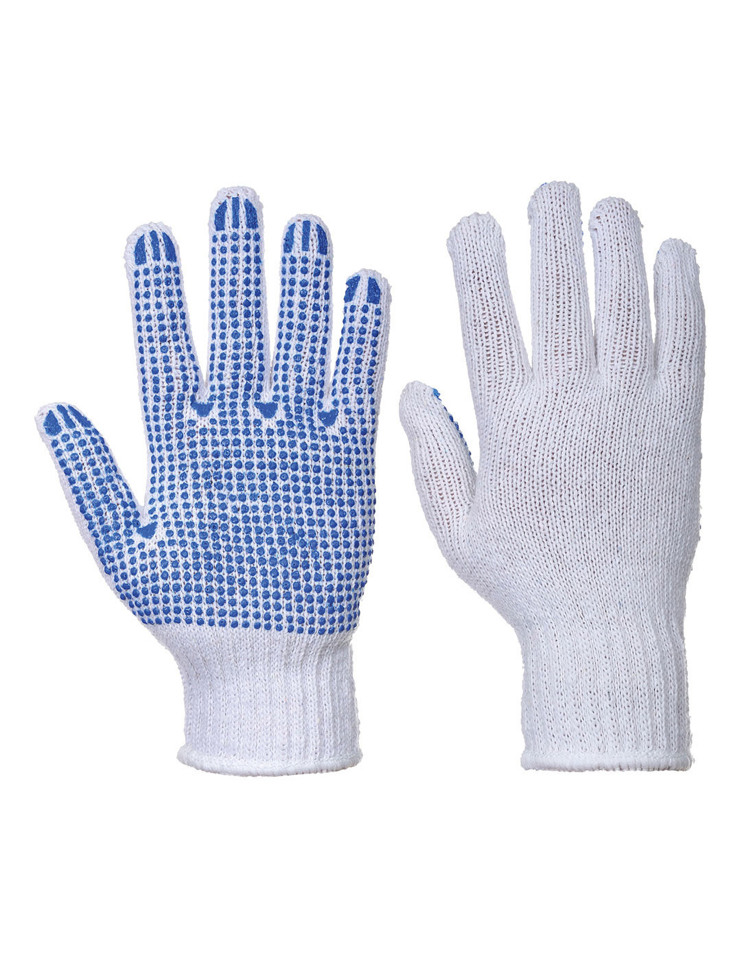 Klassische gestrickte Handschuhe mit PVC-Punkten Weiß/Blau L - Größe 9