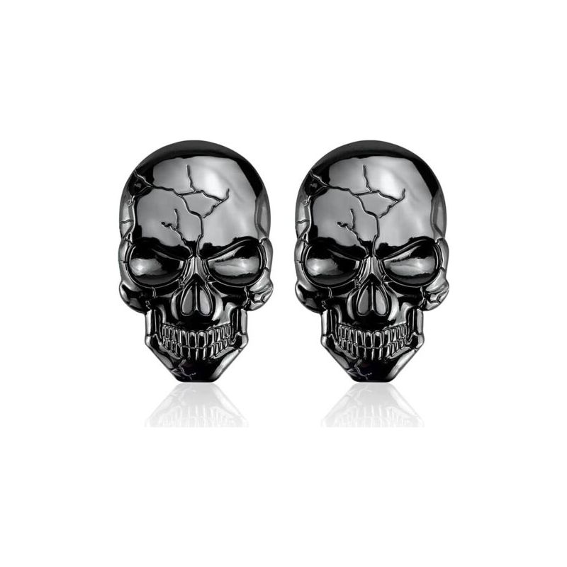 Stück 3d-totenkopf-fahrradaufkleber, Totenkopf-autoaufkleber, Totenkopf-tankaufkleber, Cool, Dekoriere Dein Auto (schwarz) 2 Stück
