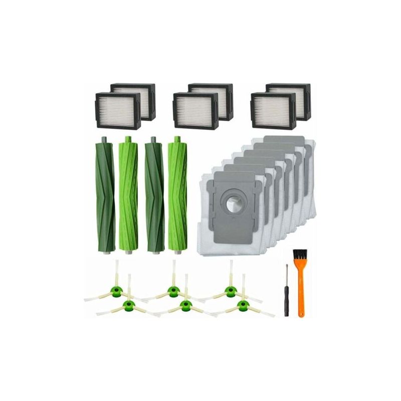20-teiliges Ersatzteilset Für Irobot Roomba I7 I7+ I3 I3+ I4 I4+ I6 I6+ I8 I8+ J7 J7+/plus E5 E6 E7 Staubsauger, Inklusive 2 Gummibürsten, 6 Seitenbürsten Für Hepa-filter Und 6 Staubsaugerbeutel.