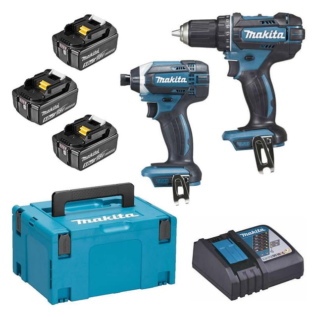Makita - 2er-Set 18V Bohrschraubendreher ø 13 mm DDF482 + Schlagschrauber 165 Nm DTD152 - DLX2127TJ1