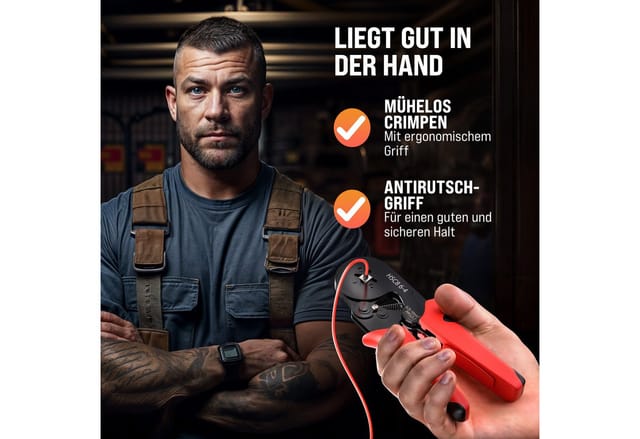 Monzana - Crimpzange 0,25-10mm² 2000 Aderendhülsen Set elektrische Steckverbinder Aufbewahrungstasche Elektriker Werkzeug Zange Presszange Kabelschuhe