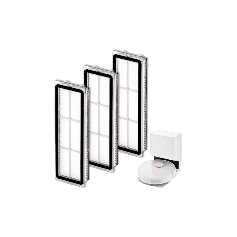 3-teiliges Hepa-filterset – Zubehör Für Saugroboter – Waschbar Und Wiederverwendbar – Kompatibel Mit Dreametech L10s Ultra, S10 Und D10 Plus – Weiß – 15 X 4,9 Cm