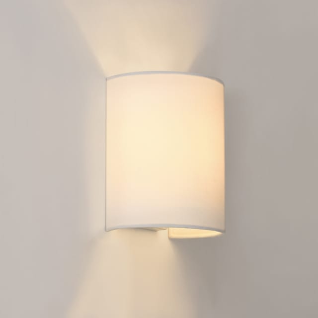 Wandleuchte Brüssel 1x E27 Halbrund 20 x 17,5 x 13 cm aus Leinen Weiß Lux.pro